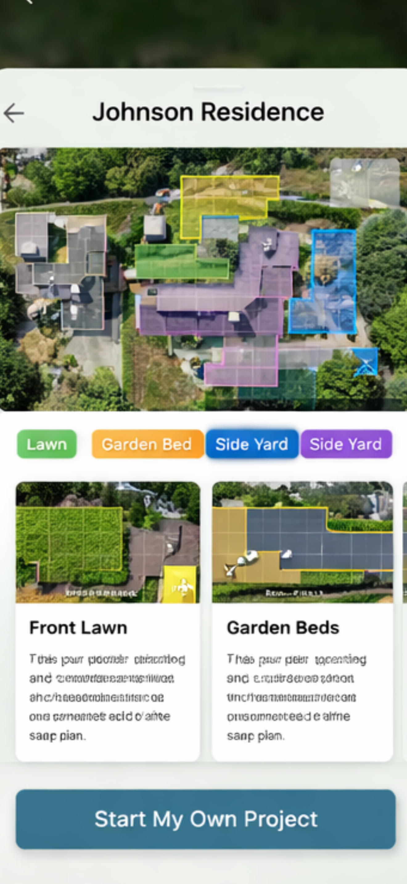 Johnson Residence project summary with zone cards